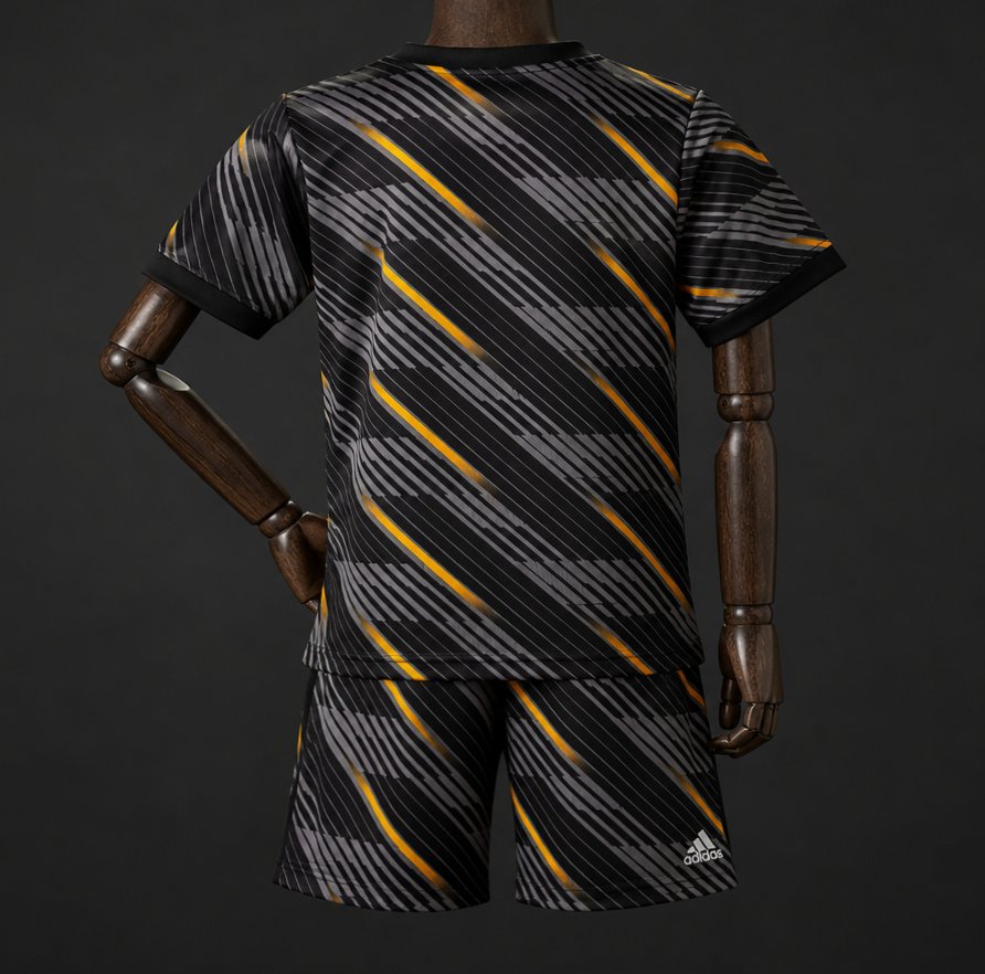 2026 kids france black with orange away jersey back 2026 Kids France Black with Orange Away Jersey - Back