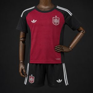 2026 Kids Spain Wine Black Goalkeeper Jersey - Front