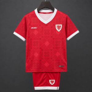 2026 Kids Wales National Team Red with Celtic Pattern Home Jersey - Front