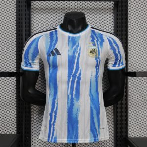 2026 Player Version Argentina White and Light Blue with Brushstroke Stripes Jersey - Front