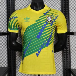 2026 Player Version Brazil Yellow with Green and Blue Geometric Patterns Jersey - Front