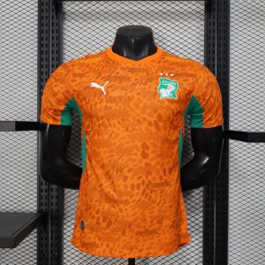 2026 Player Version Ivory Coast Orange with Leopard Pattern Jersey - Front