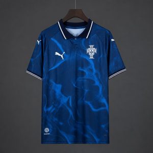 2026 Portugal Navy Blue with Blue Flame Pattern Away Jersey - Front