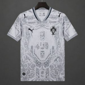 2026 Portugal White with Grey Azulejo Tile and Floral Tapestry Pattern Special Edition Jersey - Front