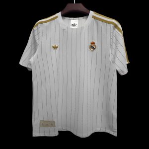 2026 Real Madrid Adidas Terrace Icons White Gold Jersey - Front