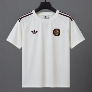 2026 Spain Adidas Originals T-Shirt - Off White Burgundy Classic Jersey - Front