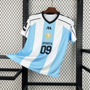 2026 Unisex Light Blue Striped World Cup Style V-Neck Soccer Jersey - Front