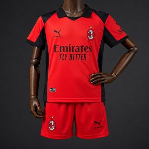 25 26 Kids AC Milan x Slam Jam Limited Edition Long Sleeve Red Forth Jersey - Front
