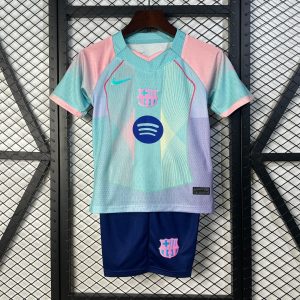25 26 Kids Barcelona Blue Gradient with Spotify Jersey - Front