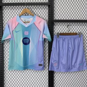 25 26 Kids Barcelona Blue with Rainbow Gradient Jersey - Front