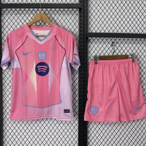 25 26 Kids Barcelona Pink with Gradient Pattern Jersey - Front