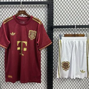25 26 Kids Bayern Munich 125Th Anniversary Wine Jersey - Front
