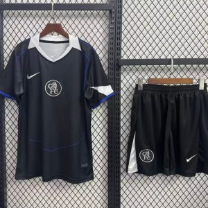 25 26 Kids Chelsea Third Black Jersey - Front