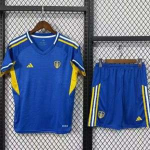 25 26 Kids Leeds United Away Blue Jersey - Front
