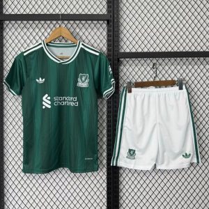 25 26 Kids Liverpool Third Green Jersey - Front
