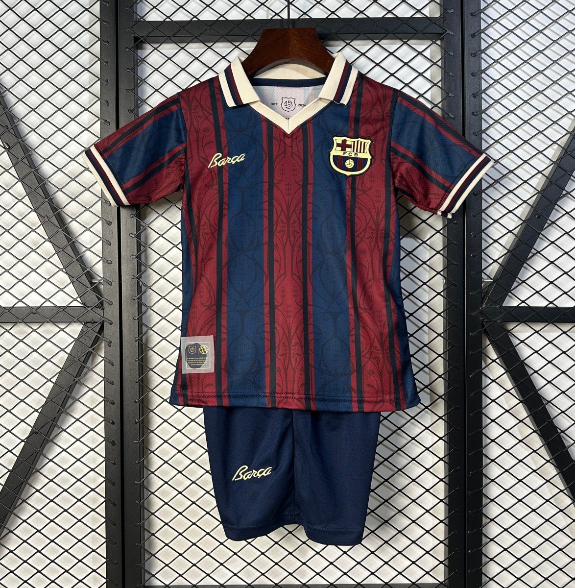 25 26 kids modernist fc barcelona polo long sleeve jersey front 25 26 Kids Modernist FC Barcelona Polo Long Sleeve Jersey - Front