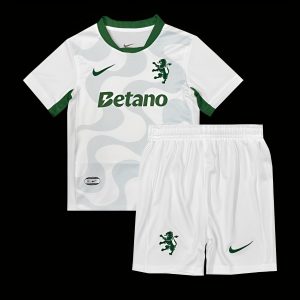 25 26 Kids Sporting Lisbon Away WHITE Jersey - Front