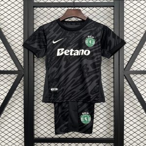 25 26 Kids Sporting Lisbon Goalkeeper Black Jersey - Front