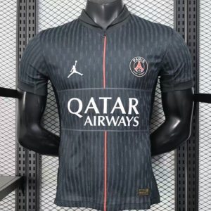 25 26 Player Version Paris Saint-Germain Away Dark Grey with Vertical Stripe Pattern Jersey - Front