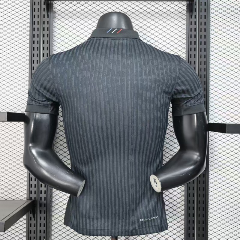 25 26 player version paris saint germain away dark grey with vertical stripe pattern jersey back 25 26 Player Version Paris Saint-Germain Away Dark Grey with Vertical Stripe Pattern Jersey - Back