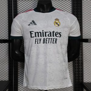 25 26 Player Version Real Madrid White with Subtle Crest Pattern Jersey - Front