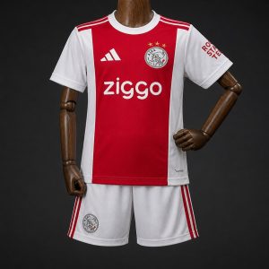 26 27 Kids Ajax Red & White Home Jersey Kit - Front