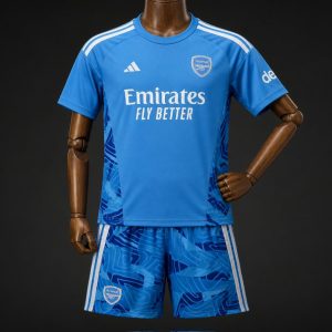26 27 Kids Arsenal Away Blue Goalkeeper Jersey - Front