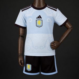 26 27 Kids Aston Villa Light Blue Jersey Kit - Front