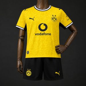 26 27 Kids Borussia Dortmund Home Yellow Black Jersey - Front