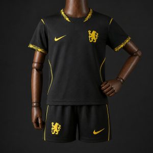 26 27 Kids Chelsea Away Black Jersey - Front