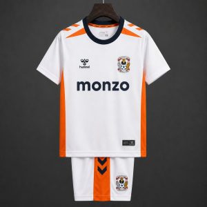 26 27 Kids Coventry City Away White With Orange Jersey - Front