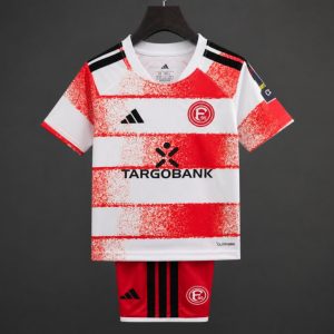 26 27 Kids Fortuna Düsseldorf Home Red White Jersey - Front