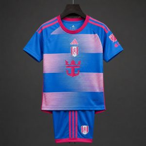 26 27 Kids Fulham Third Blue Pink Jersey Kit - Front