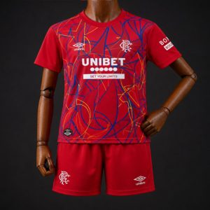 26 27 Kids Glasgow Rangers Red Goalkeeper Jersey - Front