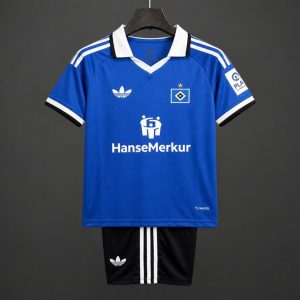 26 27 Kids Hamburger SV Away Blue Kits Jersey - Front