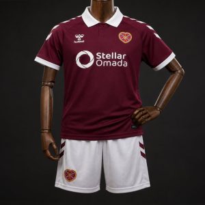 26 27 Kids Heart of Midlothian Maroon Home Jersey - Front