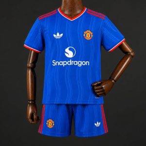 26 27 Kids Manchester United Away Blue Jersey - Front