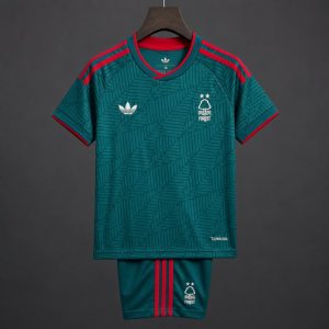 26 27 Kids Nottingham Forest Away Teal Kits Jersey - Front
