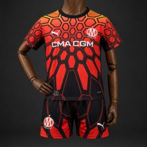 26 27 Kids Olympique Marseille Goalkeeper Orange Jersey - Front
