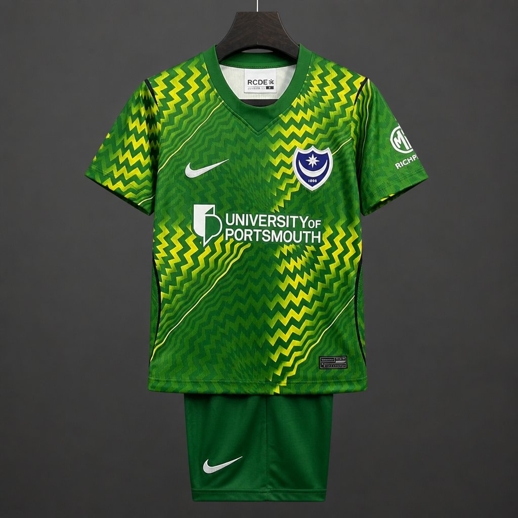 26 27 kids portsmouth green goalkeeper jersey front 26 27 Kids Portsmouth Green Goalkeeper Jersey - Front
