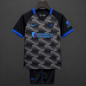 26 27 Kids Portsmouth Third Black Jersey Kit - Front