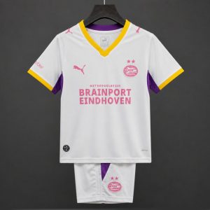 26 27 Kids PSV Eindhoven Away White Jersey - Front