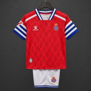26 27 Kids RCD Espanyol Away Red Jersey - Front