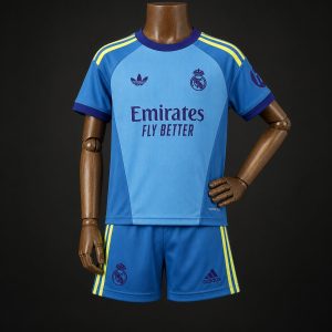 26 27 Kids Real Madrid Goalkeeper Away Blue Jersey - Front