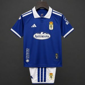 26 27 Kids Real Oviedo Home Blue Jersey - Front