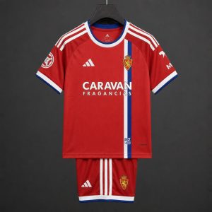 26 27 Kids Real Zaragoza Away Red Jersey Kit - Front