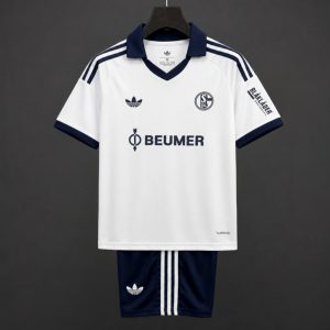26 27 Kids Schalke 04 Away White Kits Jersey - Front