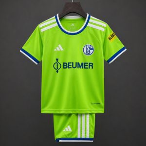 26 27 Kids Schalke 04 Third Green Jersey - Front
