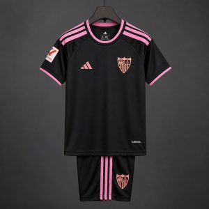 26 27 Kids Sevilla Third Black Kit Jersey - Front
