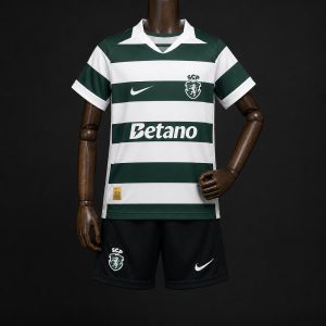 26 27 Kids Sporting CP Lisbon Home Kits Jersey - Front